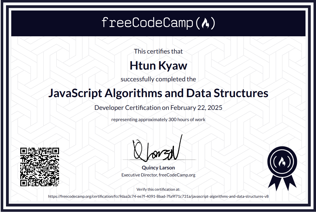 Javascript Algorithms and Data Structures Badge